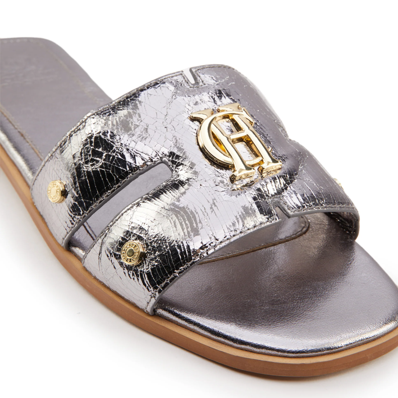 Holland Cooper Monogram Slides - Silver Crackle-3